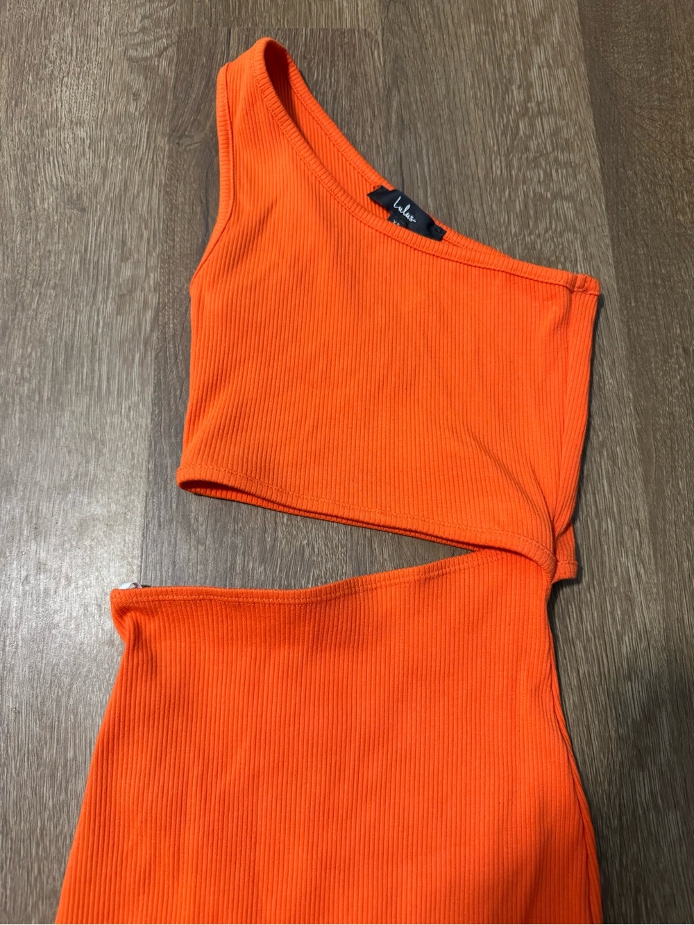 Lulus Spice Things Up Orange Ribbed One-Shoulder Cutout Midi Dress - Picture 2 of 6
